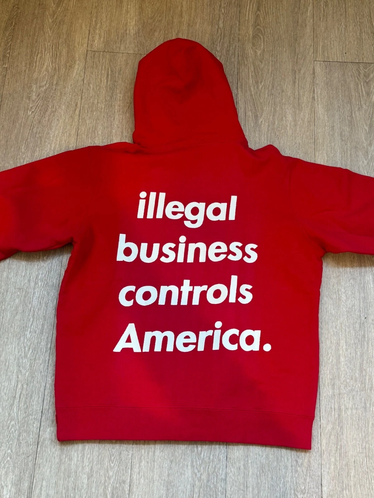 Sweat à capuche rouge FW18 Supreme Illegal Business Controls America taille XL