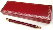 Auth Santos De Cartier Ballpoint Rollerball Pen with Case