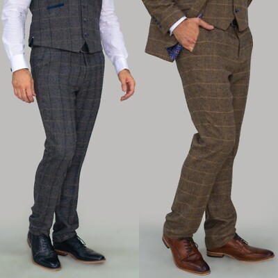 Men's Cavani Plus Size Tweed Check Tan Herringbone Suit