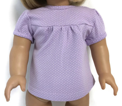 Lavender with White Polka Dots Top Shirt Clothes for 18 inch Girl Dolls