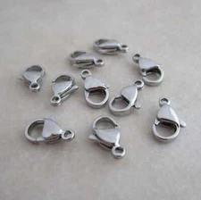 10 lobster claw clasps 12mm x 7mm stainless steel 316 grade