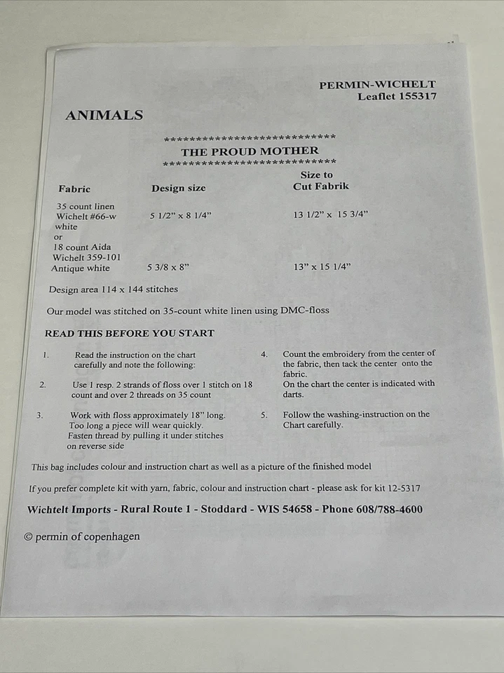 Permin of Copenhagen The Proud Mother Cross Stitch Pattern - Image 4 of 4