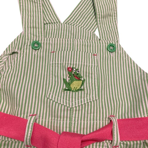 TOFFEE APPLE Girls Summer Dress 4T Embroidered Frog Sundress Bib Jumper Green - Picture 4 of 8