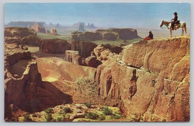 Postcard Monument Valley Northern Arizona Navajo Horseman and Squaw ~ unposted