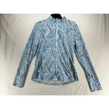 Sigrid Olsen Golf  Tennis Womens Large Blue Paisley Full Zip Jacket Lightweight