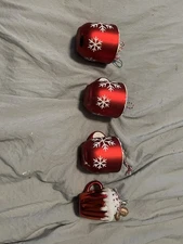 Hot Cocoa Mug Ornaments Set of 4 Red Cup Marshmallows Christmas Decor