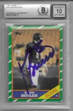 KEVIN BUTLER 1986 Topps Bears ROOKIE BOLD RC On Card Autograph BGS Mint 10 Auto. rookie card picture