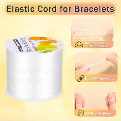 1.4 mm Elastic Bracelet String Cord, White Stretch Bead Cord for Bracelet Making