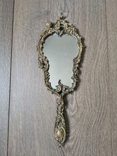 AntikerHandspiegel Im Rokoko-Stil Messing / Metallguss Ca. 1900 Vintage Deko