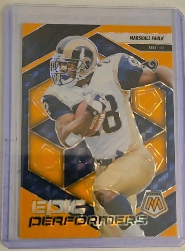 2025 Panini Mosaic - Epic Performers Marshall Faulk #14 Orange Fluorescent