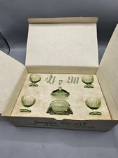 Vintage Mosser Jennifer Mini Green Glass Cameo Ballerina Child Set #13 In Box