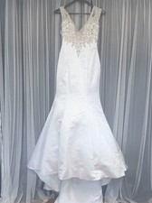 Morilee Madeline Gardner White Beaded Tulle Ball Gown Wedding Dress 8 #2689