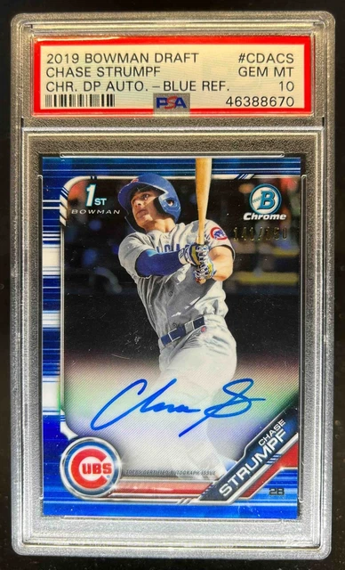 2019 Bowman Draft Chase Strumpf Chrome Auto 1st Blue Refractor #14/150 PSA 10