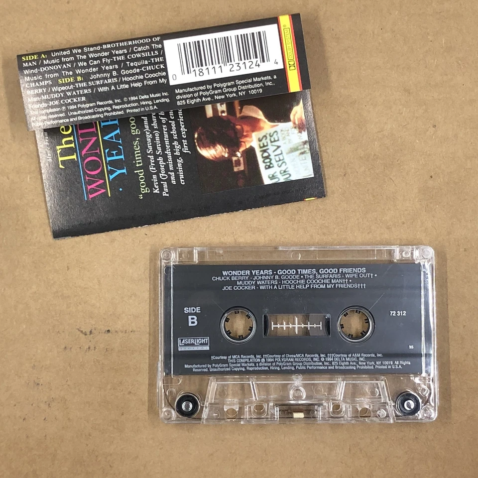 WONDER YEARS Cassette Tape 80s TV Soundtrack DONOVAN CHAMPS CHUCK BERRY SURFARIS Foto 3 de 4