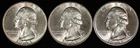 Washington Silver Quarter Three Coin PDS Set. 1941 BU. Lot # 9061-8-017