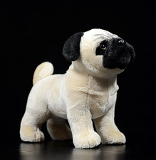 Simulation Pug Plush Toy - Realistic Brown Pug Stuffed Animal 12Inch, Cute Dog P