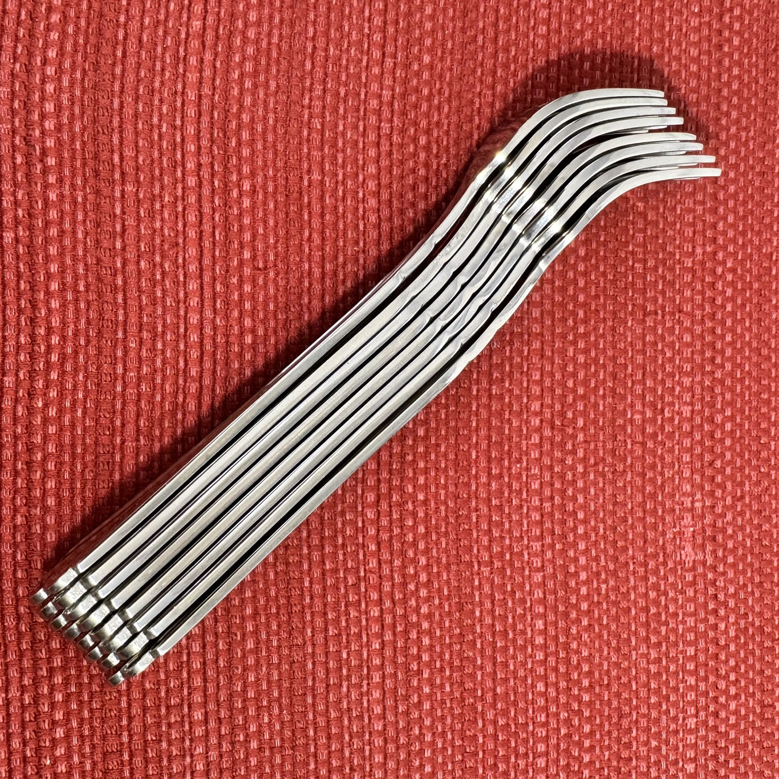 EX COND Set of 8 Retroneu BARRINGTON 18/8 Stainless Glossy Cocktail Forks Korea