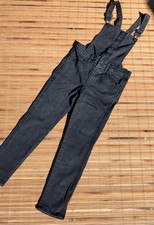 Cat  Jack Girl's M 7-8 Denim Overalls Black Stretch Jean Jumper Pants Med Wash