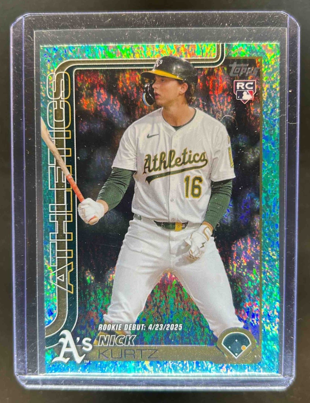 2025 Topps Update Nick Kurtz RC Aqua Holo Foil Rookie Debut #US197 Athletics