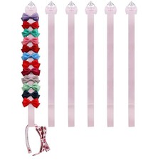 6PCS Girls Bows Organizer, Cute Hair Clip Holder Hairbands Storage Hanger Pink