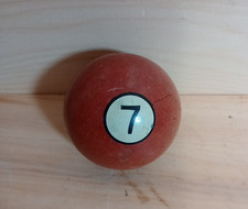 Vintage Antique CLAY Billiard Pool Ball SOLID 7 SEVEN Art Deco BURGUNDY CREAM