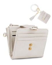 Small Wristlet Wallets for Women Keychain Wristlet Wallet RFID Blocking Key C...