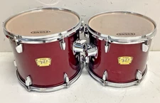 Pair of Yamaha YD Drum Kit Rack Toms 10 x 12, 11 x 13 Red Wine