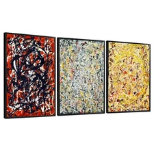 Framed Canvas Art Combo Painting 3PCS by Jackson Pollock 24"x32" Each Piece