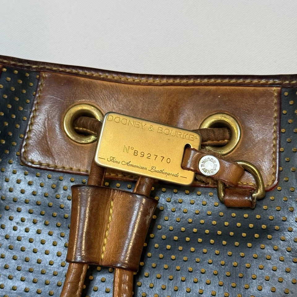 Vintage Dooney & Bourke Dot Leather Drawstring Messenger Bag 80’s Made In USA - Image 3 of 4