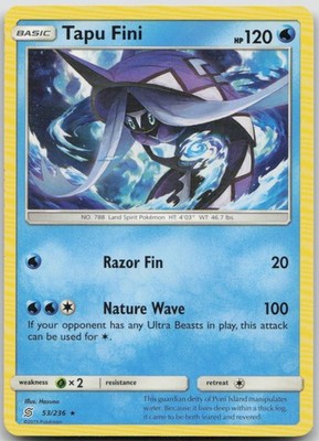 Tapu Fini 53/236 Unified Minds Rare Pokemon MP