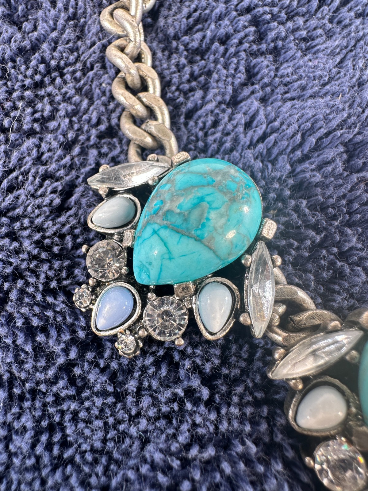 Express Turquoise Statement Necklace Silver Tone … - image 3