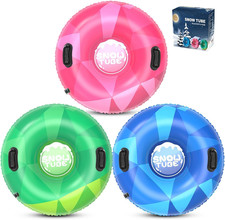3Pack Snow Tubes, Snow Sled for Kids and Adults, Cold-Resistant Inflatable Snow
