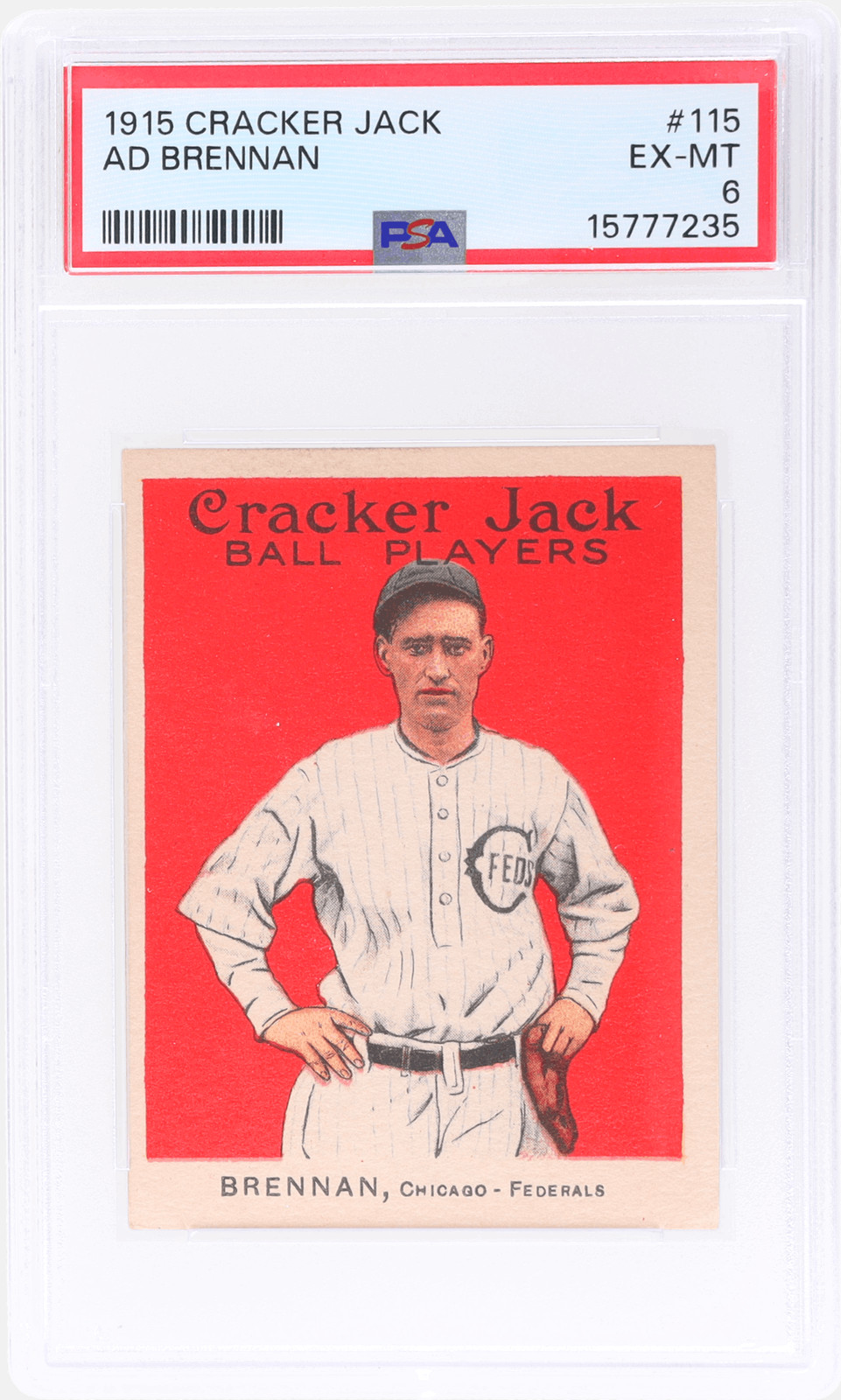 1915 Cracker Jack Ad Brennan #115 PSA 6