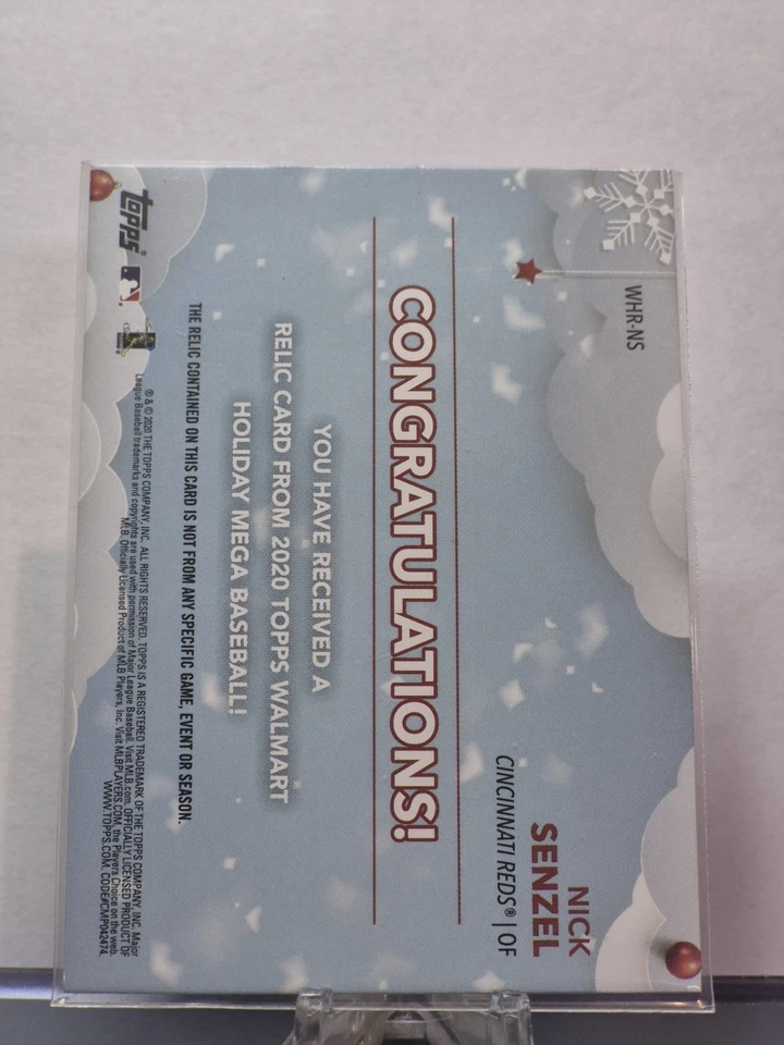 2020 Topps Holiday -💎 Relics Nick Senzel💎 #WHR-NS (MEM) - Image 2 of 2