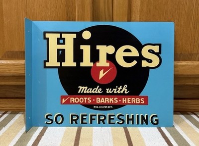 Hires Root Beer Flange Sign Soda Refresh Double Sided Vintage Style Wall Decor
