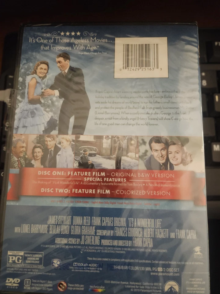 IT'S A WONDERFUL LIFE New Sealed DVD BW + Colorized Versions James Stewart - Image 2 of 2