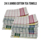 24x Jumbo Kitchen Tea Towels Cotton Dish Cloths Bar Towels 68x51cm AU Pack24 Eco