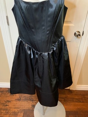 STAUD Black Satin Landscape Corset Mini Dress NWT $495, Size 12 | eBay