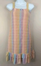 American Eagle Women Colorful Elastic Bodycon Ruffled Hem Short Dress Size S