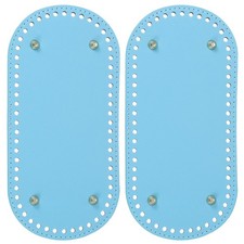 2Pcs Oval PU Leather Bag Bottom Shaper with Holes  Nails 9.8x4.7 Inch Blue