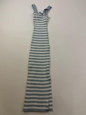 Merokeety Sweater Dress Womens Large Blue White Striped Knit Bodycon Maxi