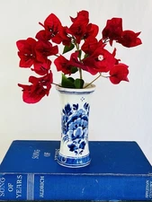Vintage Delft Bud Vase Blue and White Floral