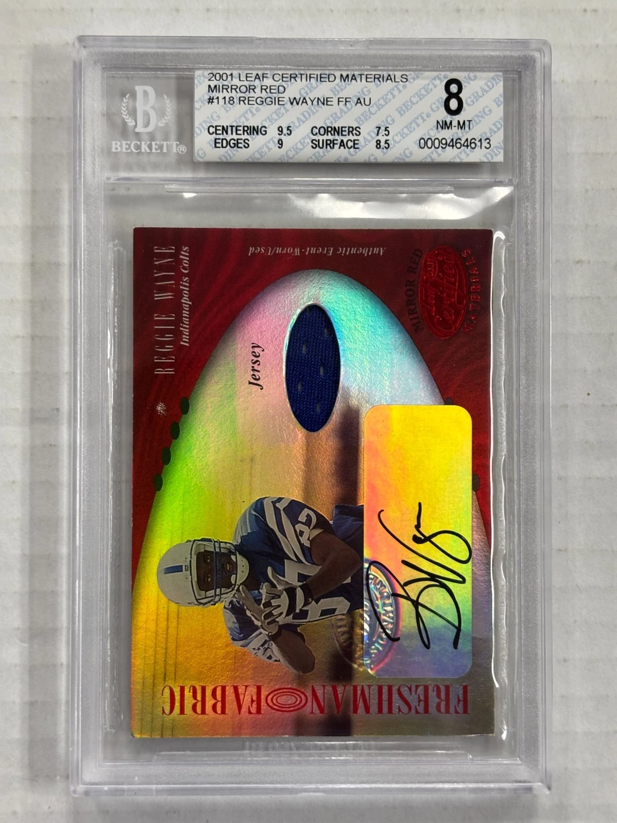 Reggie Wayne Leaf Certified Materials #118 Materials-Autograph-Mirror Red