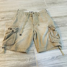 VTG Abercrombie Fitch Cargo Shorts Mens 30 Khaki Y2K Button Fly DISTRESSED
