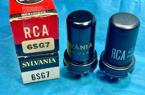 2 Tubes 6SG7 RCA vintage radio audio metal amplifier vacuum tube tested NOS