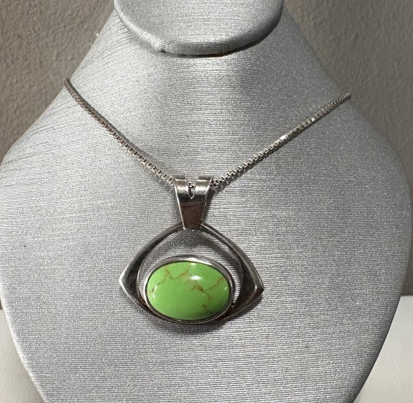 Solid 925 Sterling Silver Turquoise Gemstone Pend… - image 7