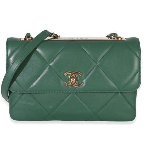 Chanel Green Quilted Lambskin Small Trendy Flap Bag