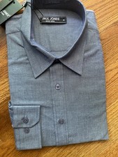 Paul Jones Men's Long Sleeve Button Down Dress Shirt -Medium- Dark Grey