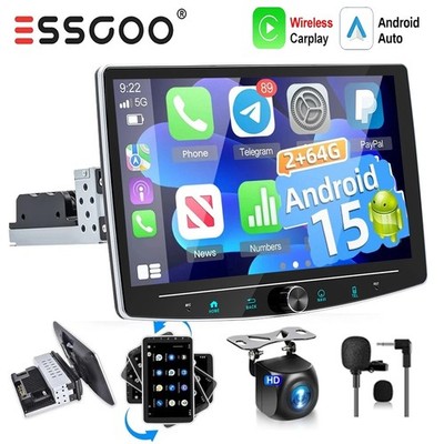 Android 15 360° Drehbar Bildschirm 10.1'' 1 DIN Autoradio Carplay GPS WIFI RDS FM