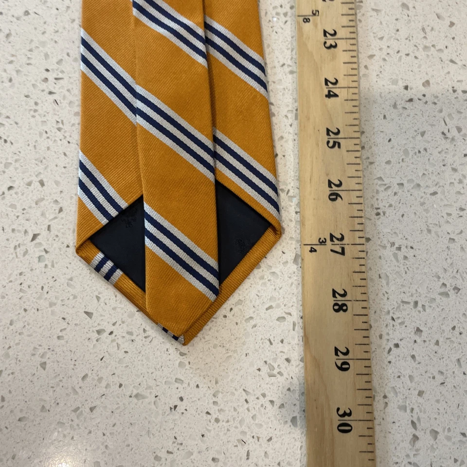 Gravata Brooks Brothers Makers 100% seda laranja/azul Repp 3,75” - Imagem 4 de 4